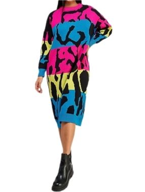 Fashion Nova Colorblock Abstract Evelyn Sweater Dress 2X